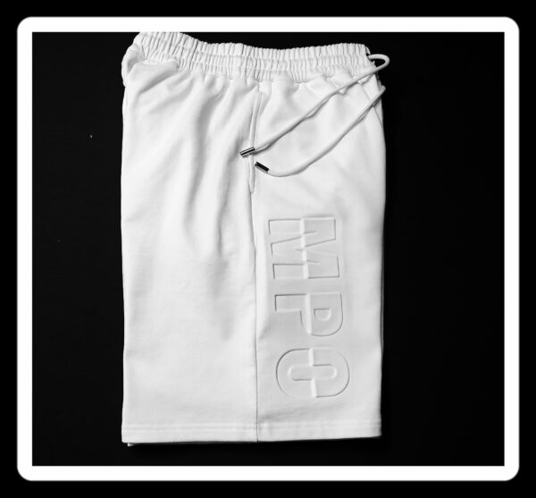 A white pair of shorts with the word " hip hop ".
