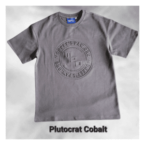 A Plutocrat Cobalt Tshirt on a white background