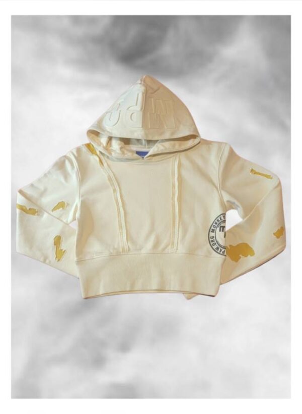 A beautiful cream color hoodie with a pattern